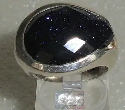 Ring aus 925er Silber mit tief dunkelblauem Stein,  Gr. 58, Ø 18,5 mm (da3603)