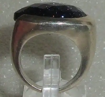 Ring aus 925er Silber mit tief dunkelblauem Stein,  Gr. 58, Ø 18,5 mm (da3603)