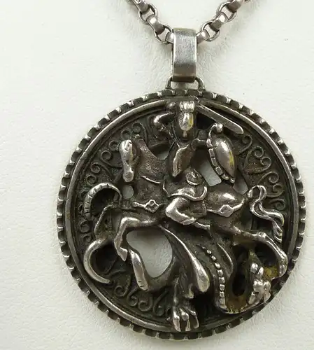 Kette und Anhänger Drachentöter aus 800er Silber   (da5013)