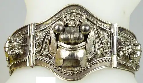Biedermeier Armreif aus Silber  mit Sicherheitskette         (da5010)
