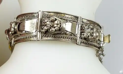 Biedermeier Armreif aus Silber  mit Sicherheitskette         (da5010)