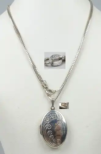 Kette mit Anhänger/Medaillon zum Aufklappen aus 925er Silber   (da4753)