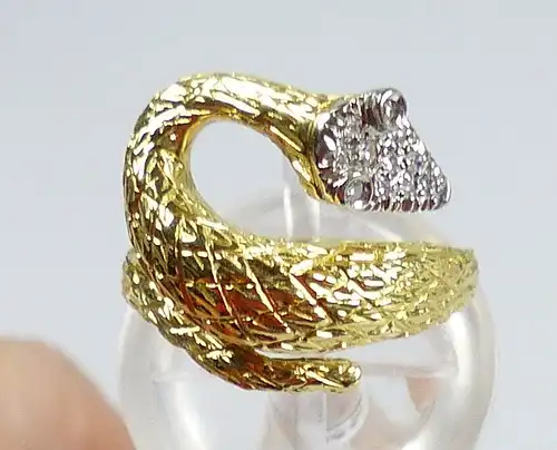 Schlangen-Ring aus 750er Gold mit Diamanten, Gr. 53/Ø 16,8 mm  (da5192)