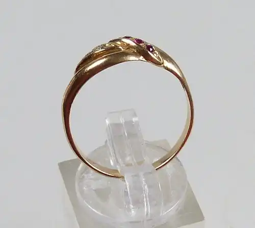 Russischer Ring aus 583er Gold m. Rubine u. Zirkonia, Gr. 58/Ø 18,4 mm  (da5189)