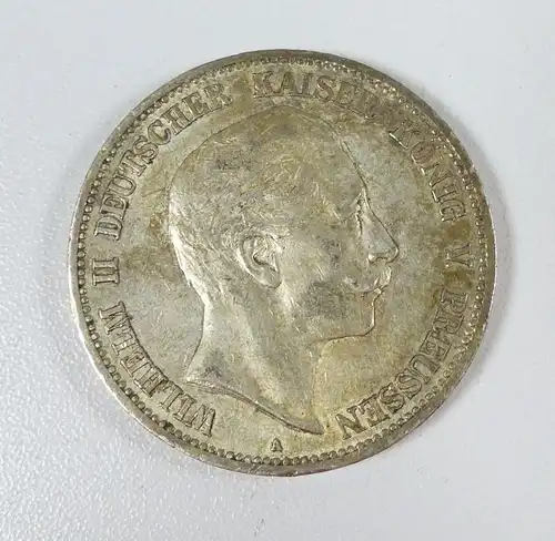 Preußen 5 Mark 1908/A, Wilhelm II. Deutscher Kaiser König v. Preussen  (da5240)