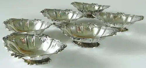 6 dekorative Gründerzeit Salzieren in 800er Silber  (ja081)