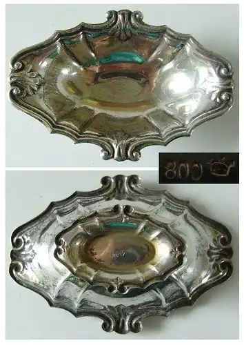 6 dekorative Gründerzeit Salzieren in 800er Silber  (ja081)