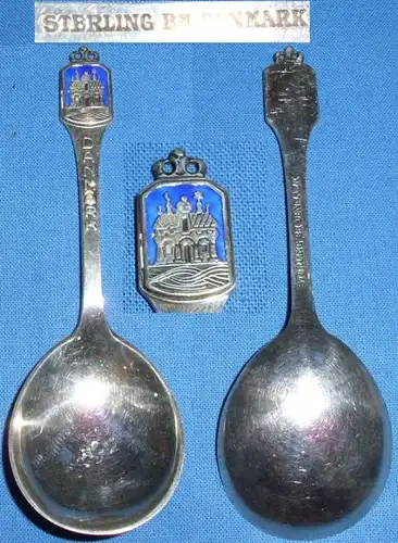 Alter Sammler/Andenken-Löffel Sterling Silber Dänemark Sahnelöffel