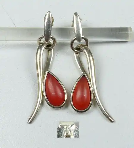 Ohrringe/Stecker aus 925er Silber mit bernsteinfarbenen Steinen   (da4951)
