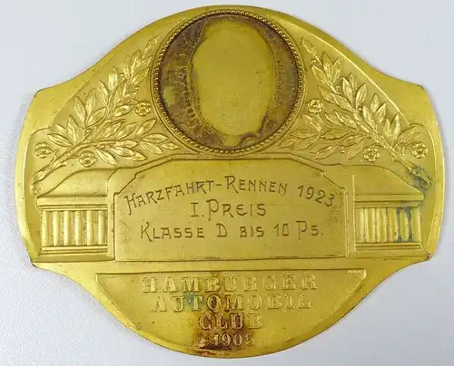 Autoplakette, Harzfahrt-Rennen 1923 Hamburger Automobil Club 1905 (da5268)