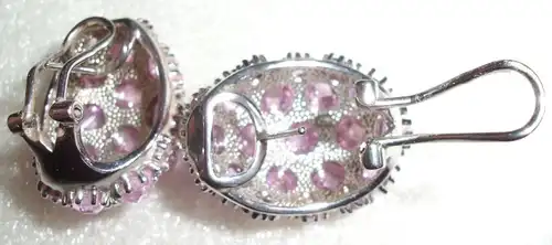Ohrringe Stecker aus 925er Silber mit rosa Kristallen  (da3564)