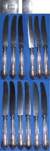 6 Gründerzeit Messer 800 Silber     (c5850)