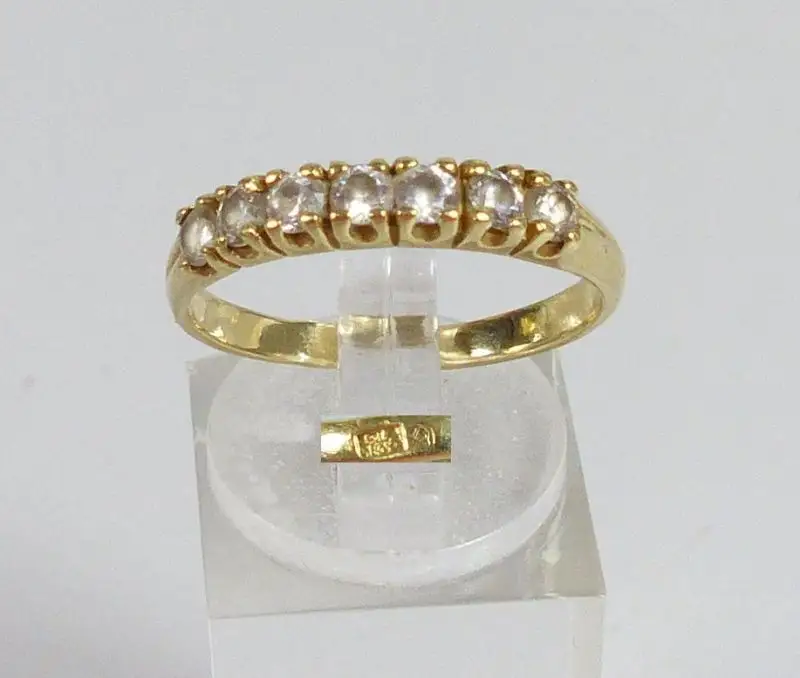 Russischer Ring aus 583 Gold mit Zirkonia, Gr. 60/Ø 19,1 mm  (da5503) 0