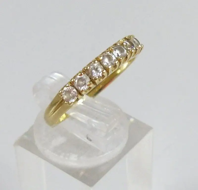 Russischer Ring aus 583 Gold mit Zirkonia, Gr. 60/Ø 19,1 mm  (da5503) 1