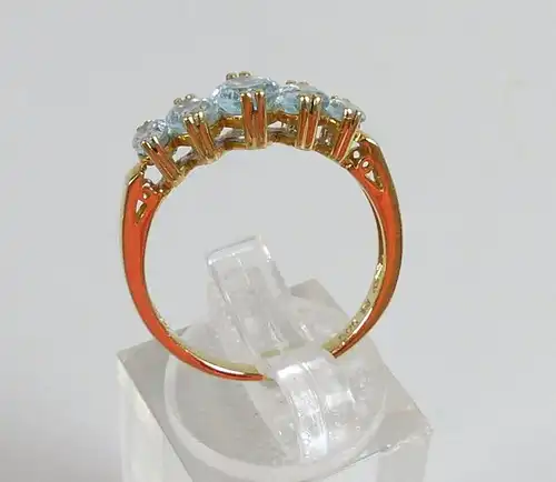 Ring aus 375 Gold mit Aquamarinen, Gr. 58/Ø 18,4 mm  (da5502)