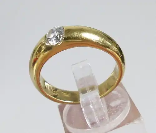 Ring aus 925 Silber vergoldet mit weißem Stein, Gr. 59/Ø 18,8 mm  (da5541)