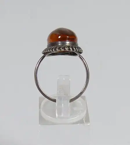 Russischer Ring aus 875 Silber mit Bernstein/Amber, Gr. 58/Ø 18,4 mm  (da5538)