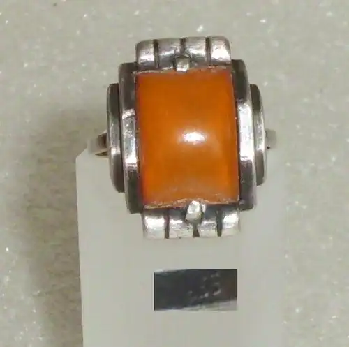 Art Déco Ring aus 835er Silber mit Bernstein/Amber, Gr. 57 Ø 18,1 mm (da3694)