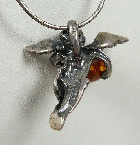 Anhänger 925 Silber Engel mit Bernstein/Amber und Kette aus 925 Silber (da5654)