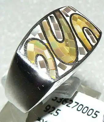 Ring Gr. 56  aus 925 Gold mit Mosaik Perlmut gelb