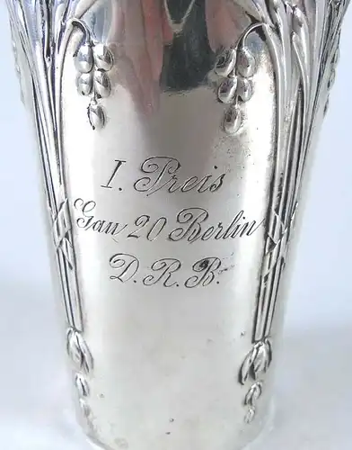 Alter Jugendstil Pokal in Silber Bahnrennen 9.6.1912    (si0708)