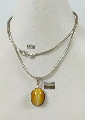 Kette aus 925er Silber mit Anhänger 835 Silber mit Tigerauge  (da5024)