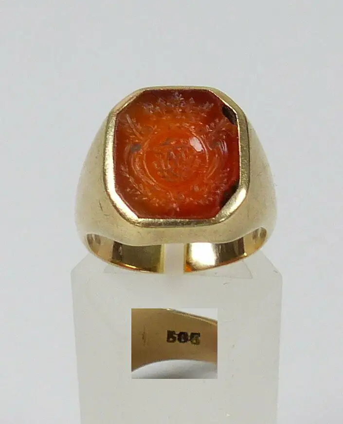 Wappen-Ring/Siegelring mit Adelskrone aus 585 Gold, Gr. 56/Ø 17,8 mm  (da5759) 0