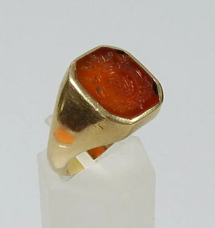 Wappen-Ring/Siegelring mit Adelskrone aus 585 Gold, Gr. 56/Ø 17,8 mm  (da5759) 1