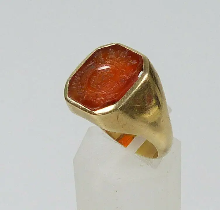 Wappen-Ring/Siegelring mit Adelskrone aus 585 Gold, Gr. 56/Ø 17,8 mm  (da5759) 2