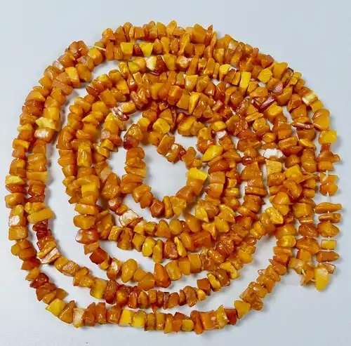 Extrem lange Kette  aus Natur Bernstein/Amber Butterscotch 226 cm  (da5840)