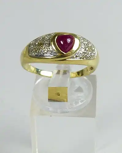 Herz-Ring aus 585er Gold mit roter Jade, Gr. 63/Ø 20 mm  (da5141)
