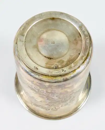 Alter Becher von 1863 12 Lot=750 Silber sehr fein mit Gravur (da5995)