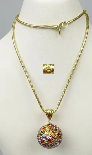 Millefiori-Kugel und Kette aus 925er Silber vergoldet   (da5088)