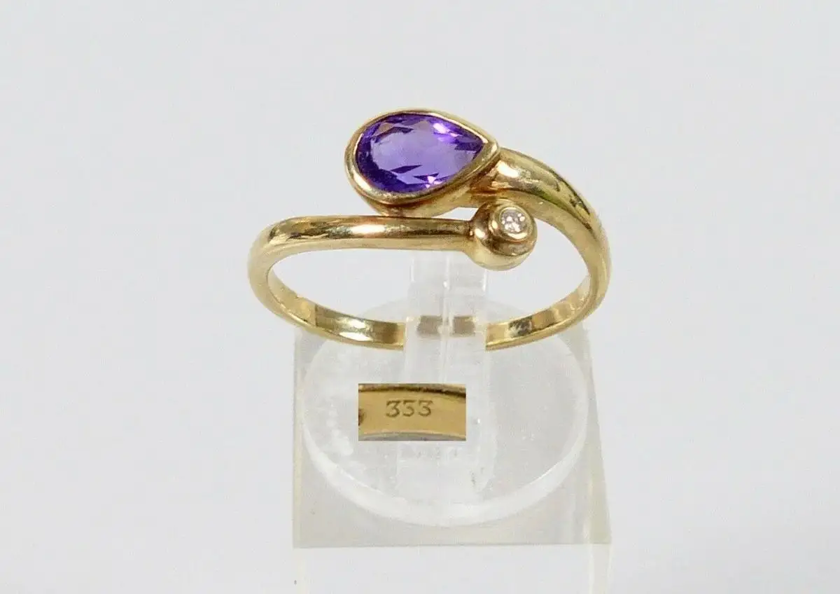 Ring aus 333 Gold mit Amethyst und Diamant 0,02 ct., Gr. 56/Ø 17,8 mm  (da6158) 0