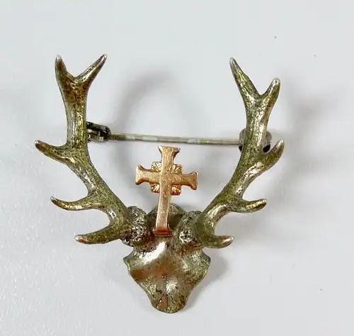 Hubertus Hirsch aus 800 Silber Trachtenschmuck Hutnadel (da6300)