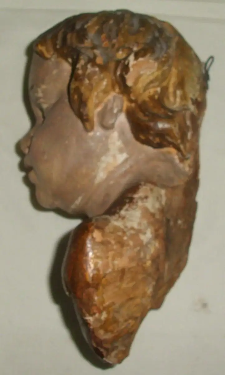 Barocker Puttenkopf aus Holz geschnitzt    (da4176) 2