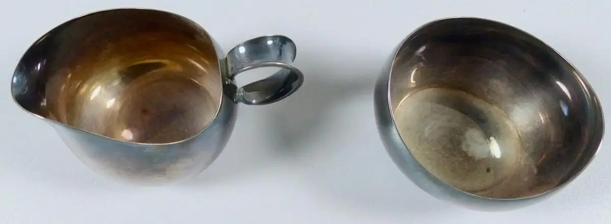 Milchkännchen und Zuckerdose aus 925 Silber, moderne Form   (da6890) 2