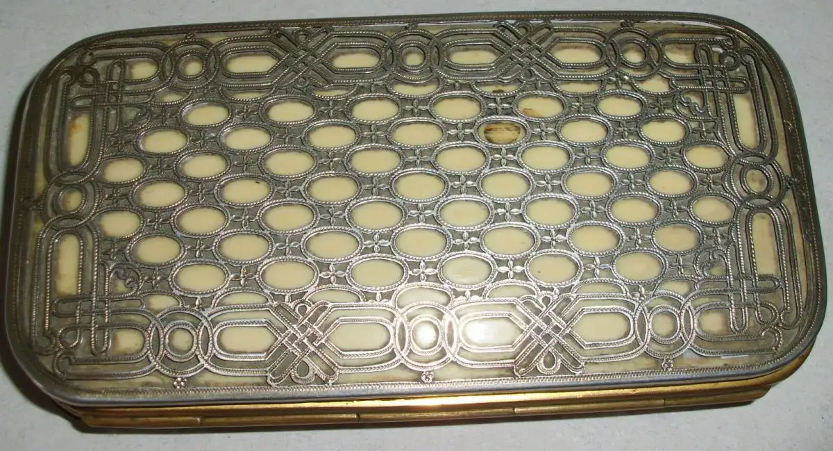 original altes Etui aus 800er Silber mit Bein - französisch (da2971) 1