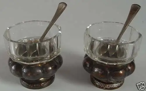 2 Salz  Gewürznäpfe und Löffel 800 er Silber von Hugo Böhm 0