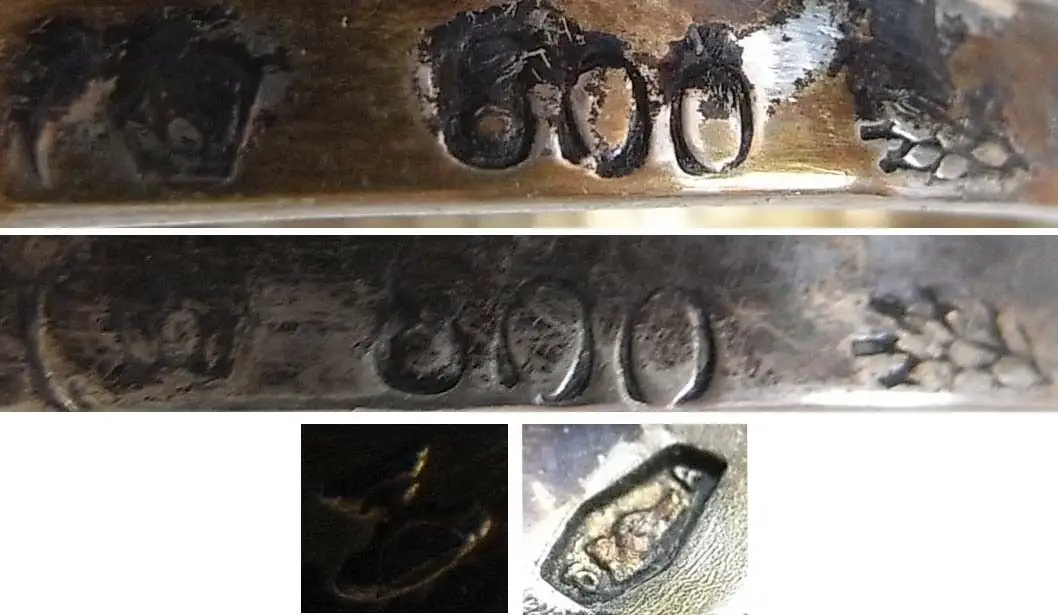 2 Salz  Gewürznäpfe und Löffel 800 er Silber von Hugo Böhm 5