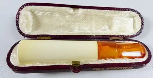 original alte Zigarettenspitze Bernstein Amber und Meerschaum im original Etui