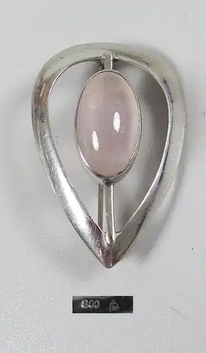 Brosche 800 Silber mit Rosenquarz