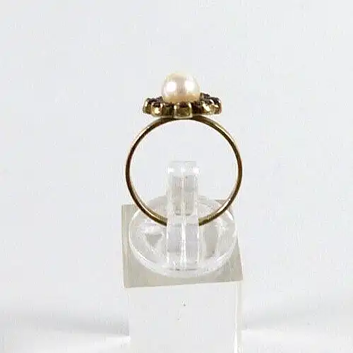 Ring aus 925 Silber vergoldet  mit Perle und Granate Größe 54
