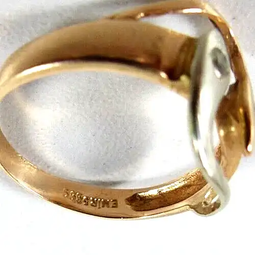 Delphin Ring aus 585 Gold  mit Zirkonia Größe 55