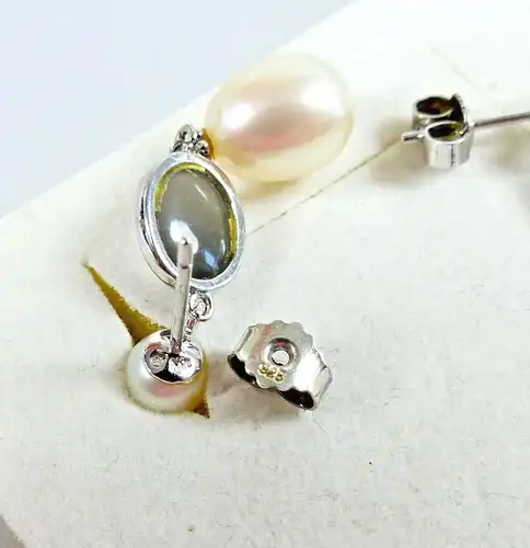 Perlen-Ohrringer Stecker aus 925 Silber   (da6978)