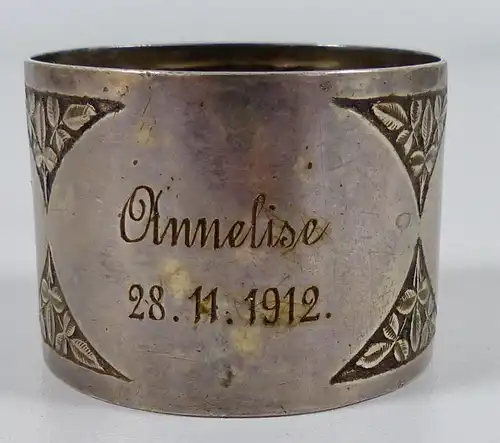 Serviettenring aus 800er Silber mit Monogramm Anneliese 28.11.1912 (da6876)