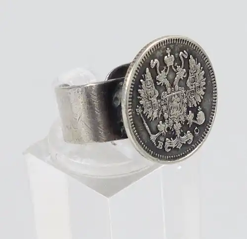 Ring aus 835 Silber mit russischer Silbermünze, Gr. 57/Ø 18 mm  (da6395)