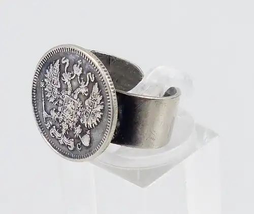 Ring aus 835 Silber mit russischer Silbermünze, Gr. 57/Ø 18 mm  (da6395)