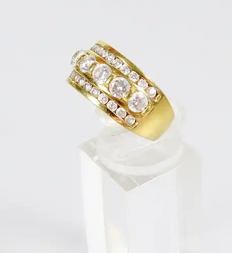 Ring aus 925 Silber vergoldet mit weißen Edelsteinen, Gr. 57/Ø 18 mm  (da6065)