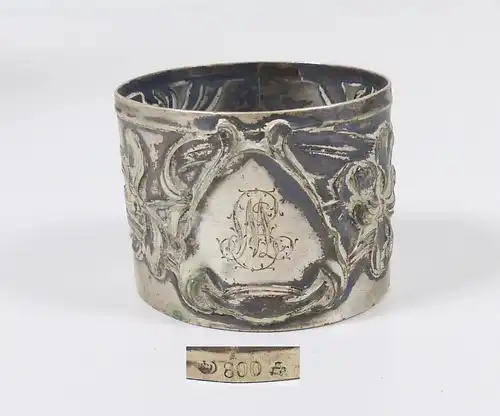 Jugendstil  Serviettenring aus 800er Silber mit Ziermonogramm  (da5997)